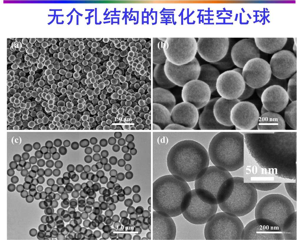 Silica hollow spheres without mesoporous structure